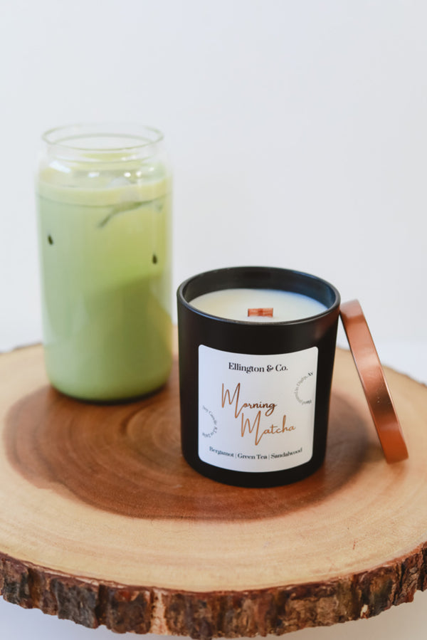 Matcha Green Tea Soy Candle | Morning Match | 8.5oz Wooden Wick