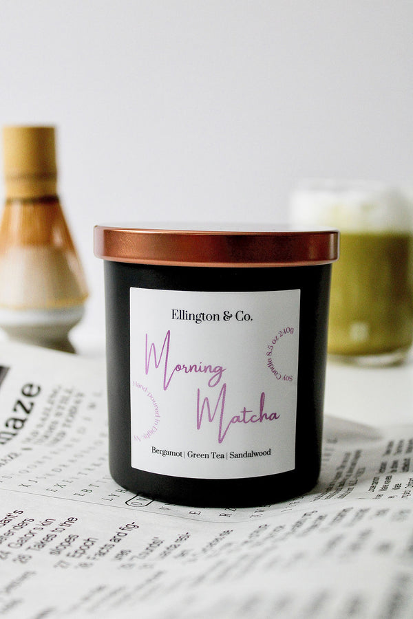 Matcha Green Tea Soy Candle | Morning Match | 8.5oz Wooden Wick